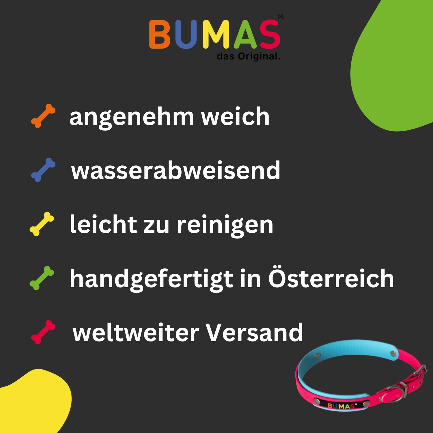 BUMAS Elements Halsband aus Biothane Farbe Gold & Navy