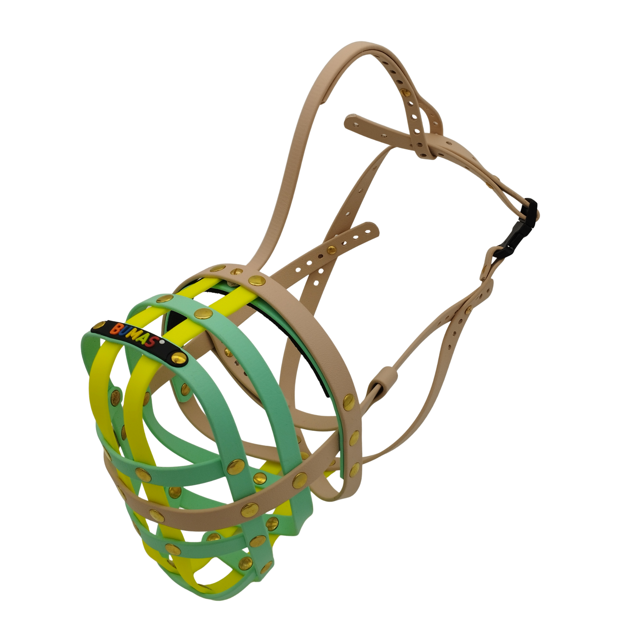 BUMAS Maulkorb Puder-Karibikgrün-Neon Gelb