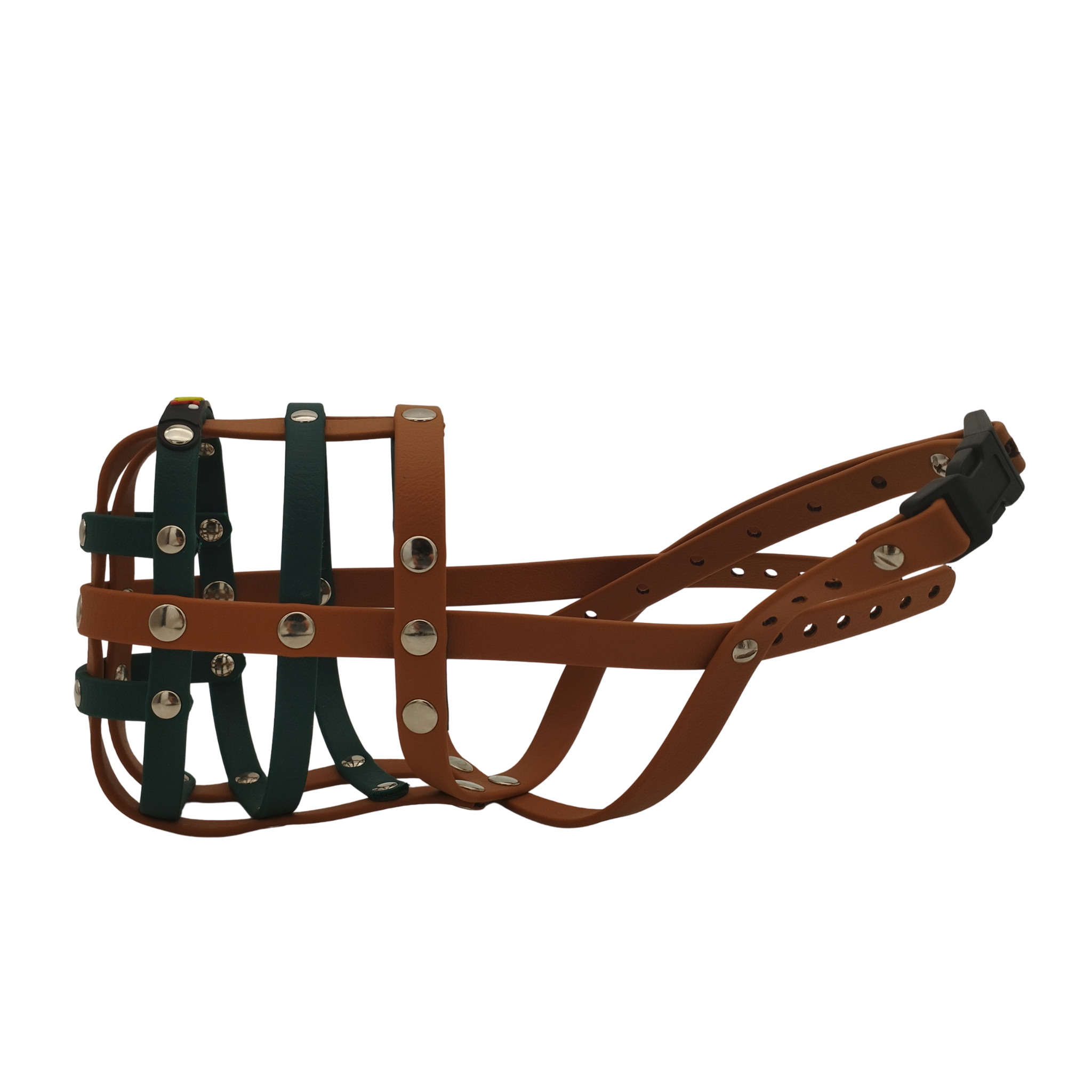 BUMAS Maulkorb Hellbraun - Dunkelgrün - Hellbraun