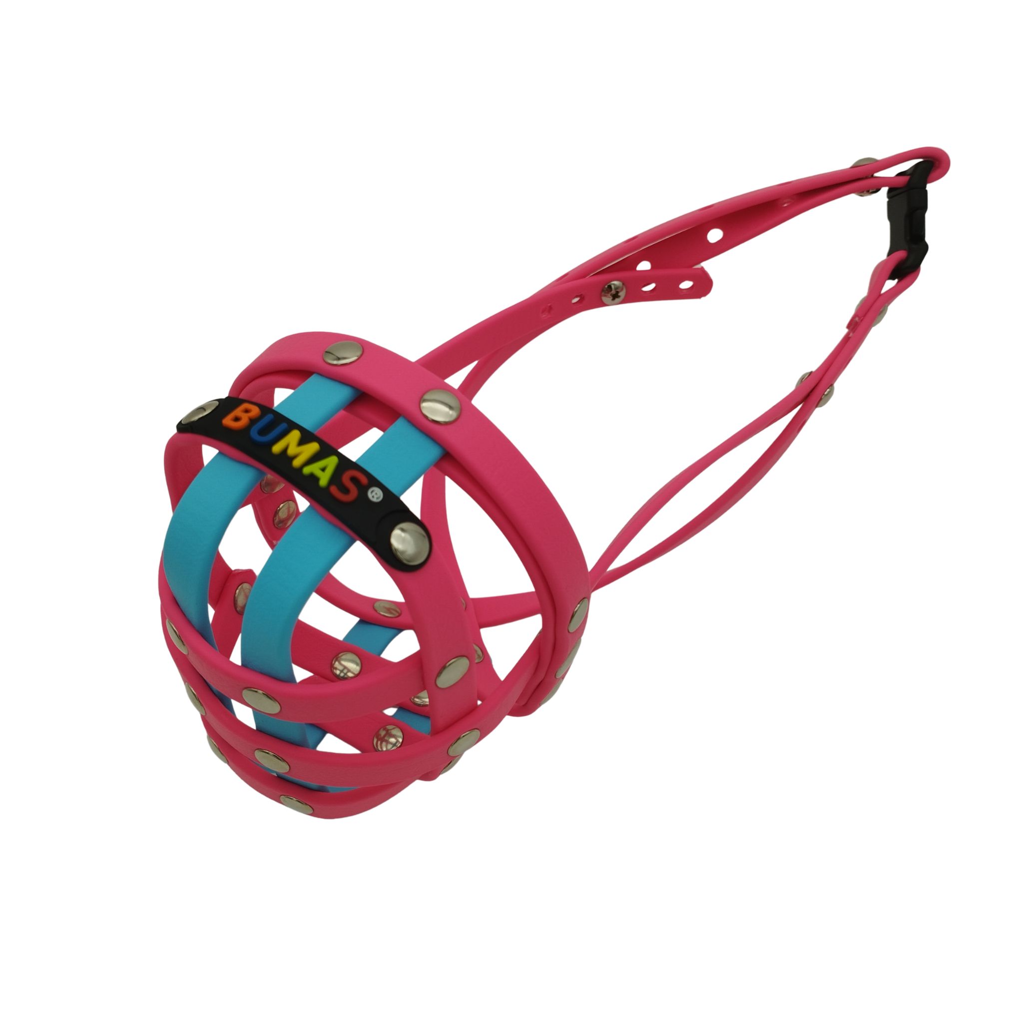 BUMAS Maulkorb Magenta-Magenta-Himmelblau