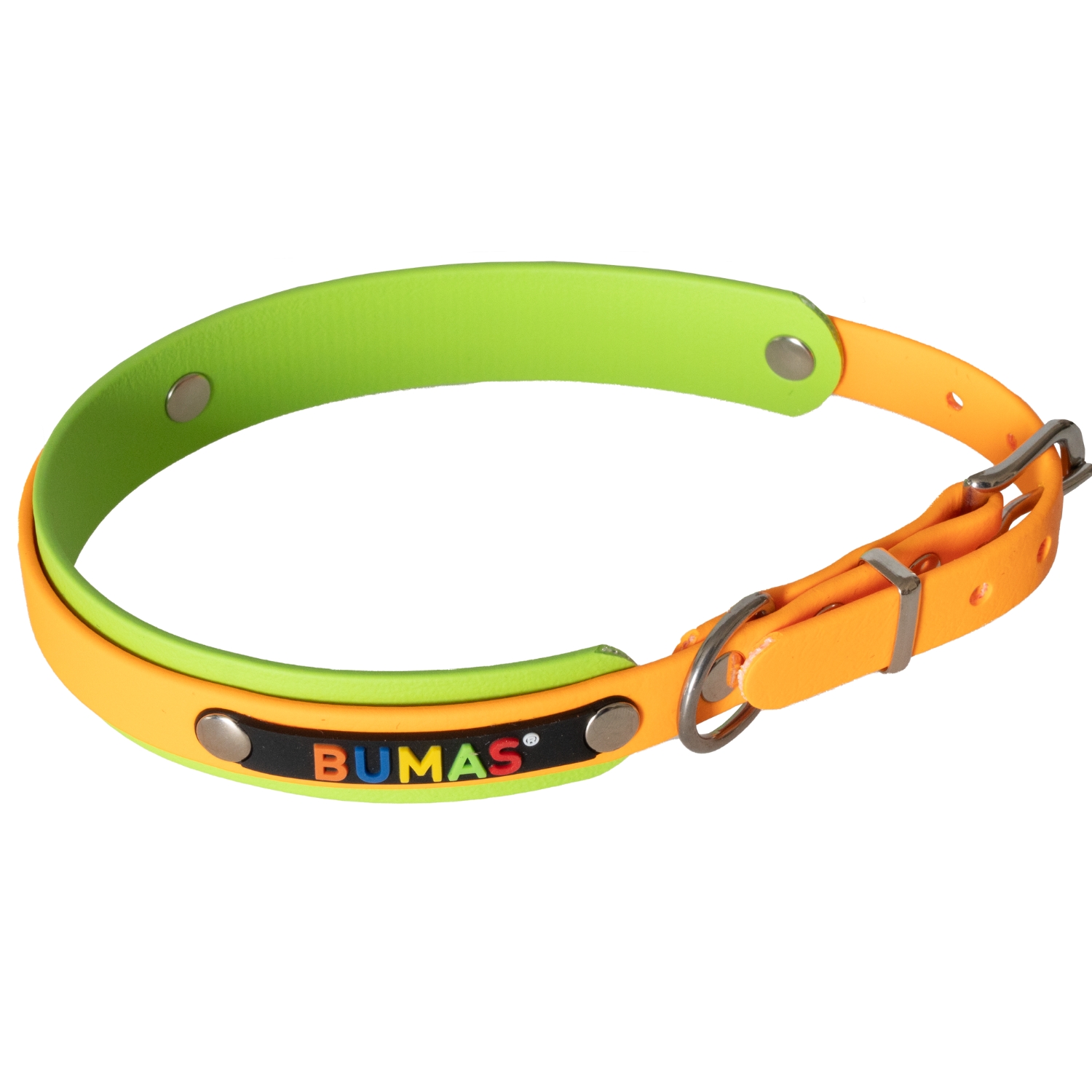 BUMAS Elements Halsband aus Biothane Farbe Kiwi & Mandarine