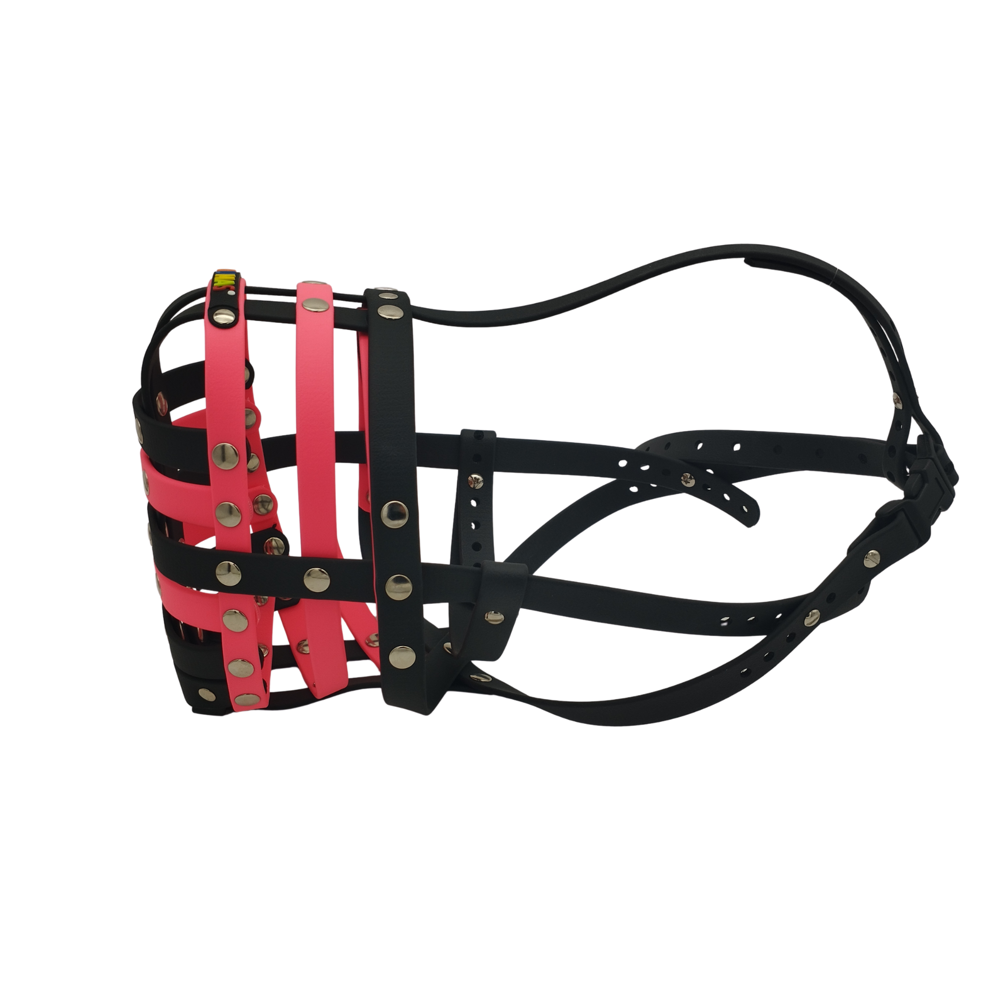 BUMAS Maulkorb Schwarz-Neon Pink-Schwarz