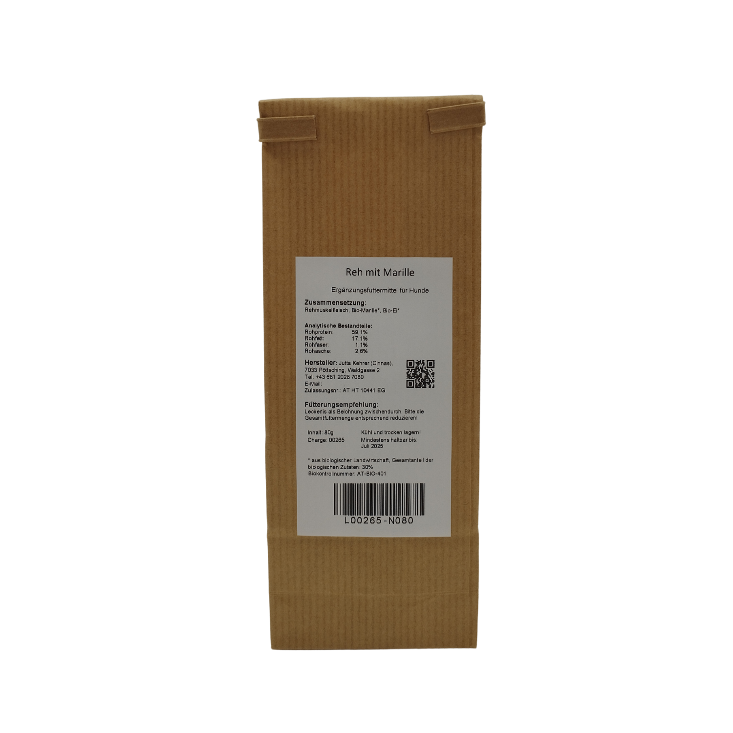 Cinnas Leckerlis - Reh mit Bio-Marille Cinnas Leckerlis - Reh mit Bio-Marille