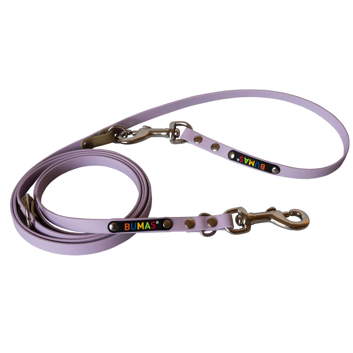 BUMAS adjustable biothane dogleash 2m long, color Beige & Pastell violett